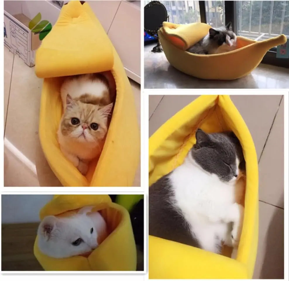 Cute Banana Cat Cozy Bed House