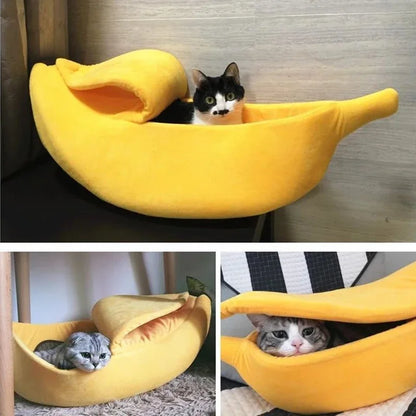 Cute Banana Cat Cozy Bed House